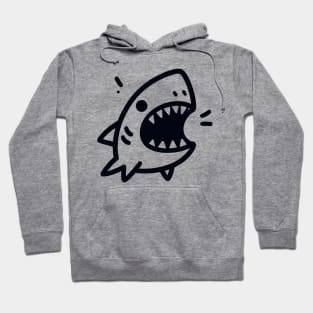 Stick Figure of a Shark in Black Ink Hoodie